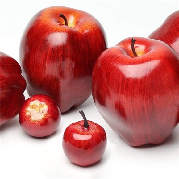 30pcs Artificial Apples Fake Fruits Red Apples Dark Red Apple Lifelike Decor - Picture 5 of 6